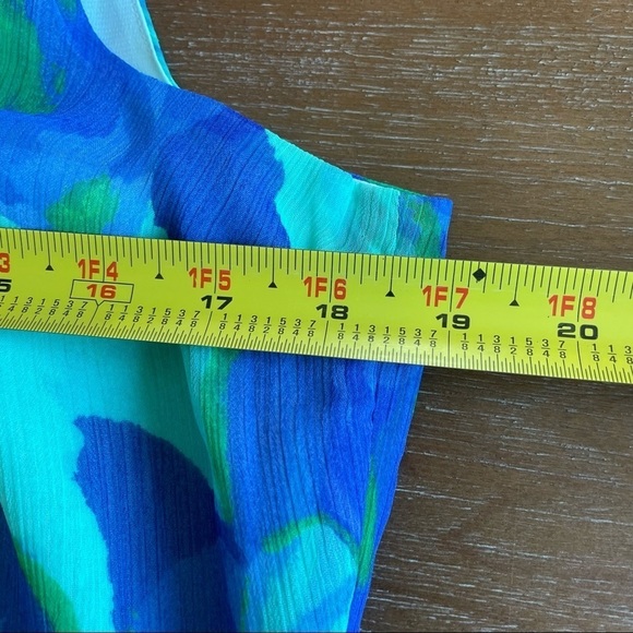 Isaac Mizrahi Bright Blue and Green Floral Flowy Sleeveless Maxi Dress Sz Small - Picture 8 of 14